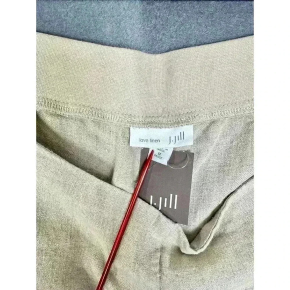 J Jill Love Linen Ankle Pants Womens MP Khaki Flax Elastic Waist High Rise NEW - Picture 5 of 9
